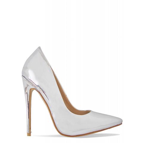 silver stiletto court shoes