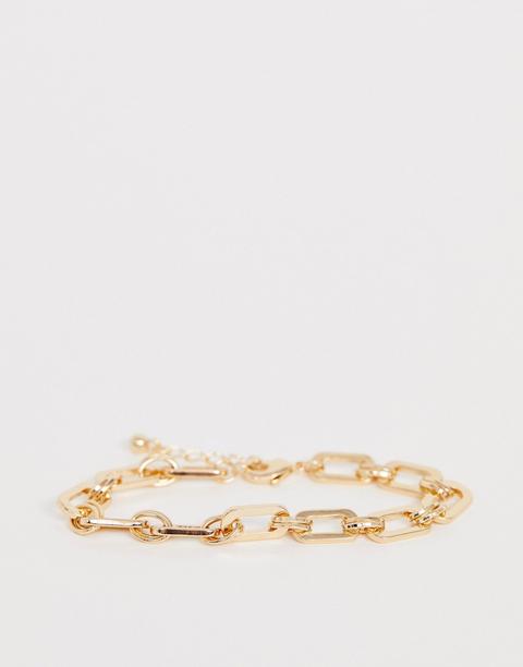 Asos Design - Kettenarmband Mit Eckigen Gliedern In Gold - Gold