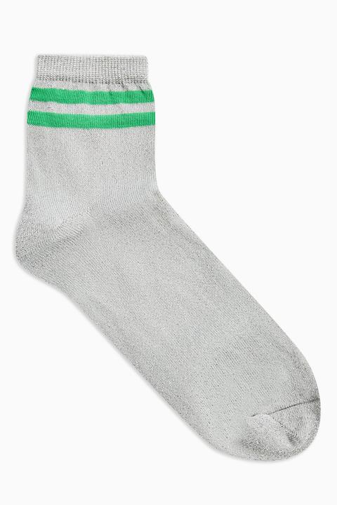 Womens Grey Glitter Sport Tube Socks - Grey, Grey
