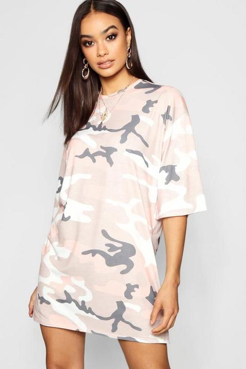 Tonal Camo Oversized T-shirt Dress