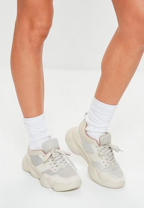 Nude Chunky Sole Trainers, Nude