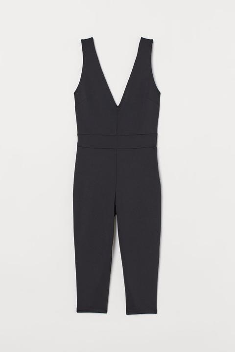 V-neck Playsuit - Black