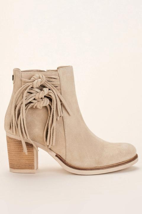 Bottines En Cuir Avec Franges