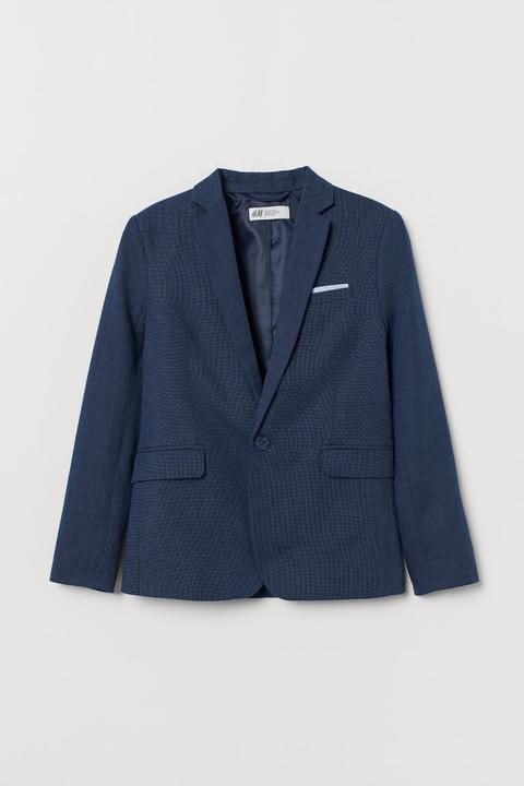 Blazer En Tissu Armuré - Bleu