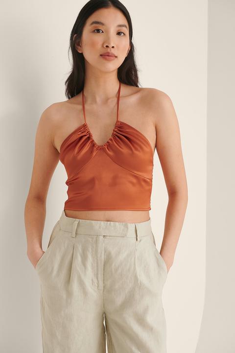 Recyled Halterneck Satin Top