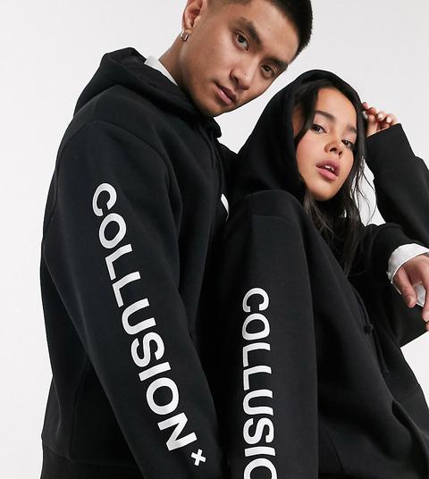 Collusion Unisex Logo Hoodie In Black