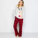 Debenhams - Red Rudolf Flashing Nose 'matching Christmas' Cotton Pyjama Set