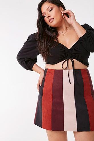 Forever 21 Plus Size Colorblock Mini Skirt , Black/rust