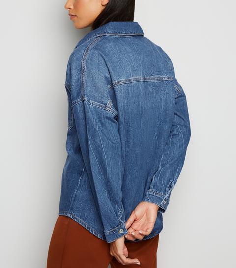 Blue Denim Boxy Shirt New Look