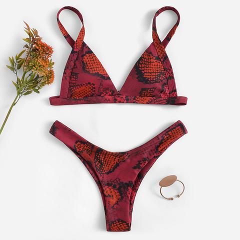 Set Bikini Con Stampa Effetto Serpente E Taglio Alto