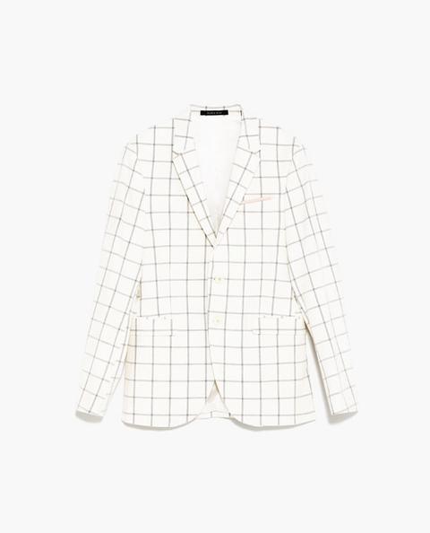 Blazer Conjunto Cuadro Gris Claro