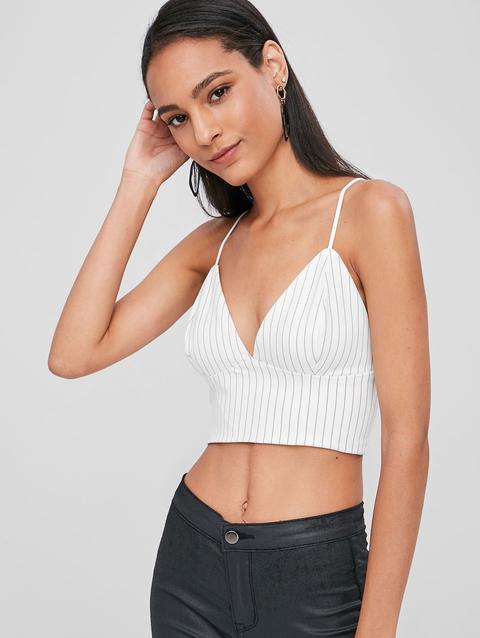 Top Bralette A Righe Sfoderato White Black