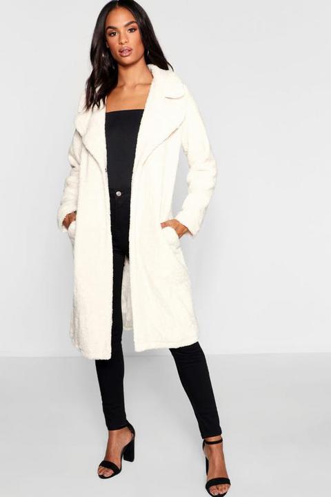 Tall Longline Teddy Faux Fur Coat