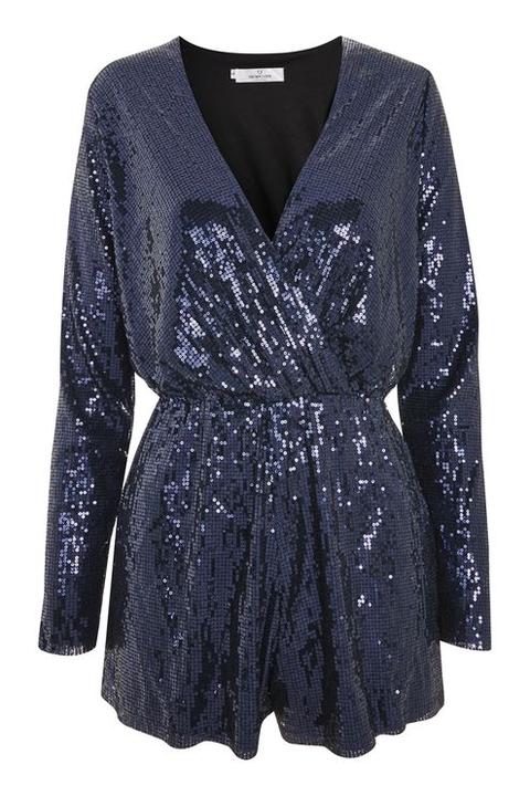 **sequin Long Sleeve Playsuit By Oh My Love