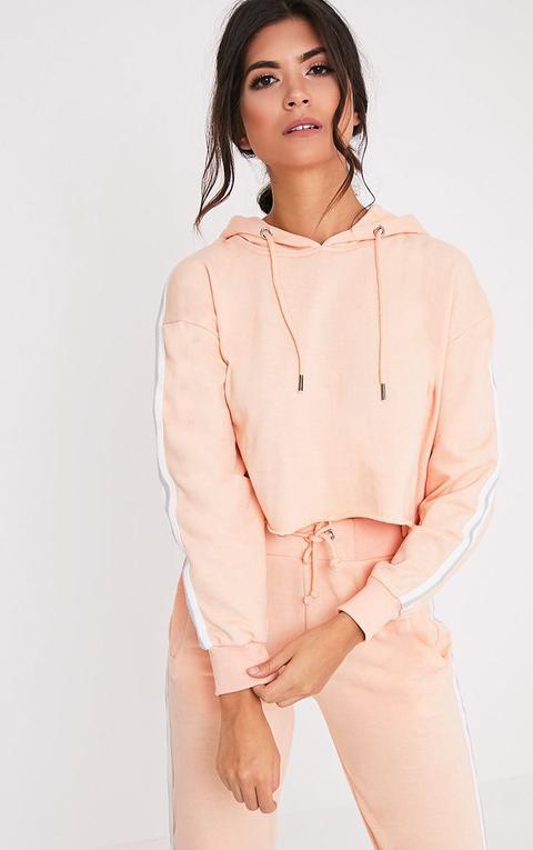 Peach Side Stripe Hoodie