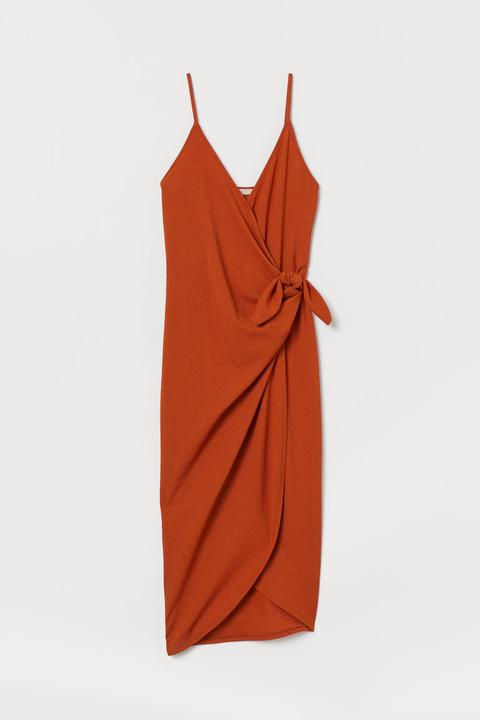 Robe Portefeuille Avec Liens - Orange