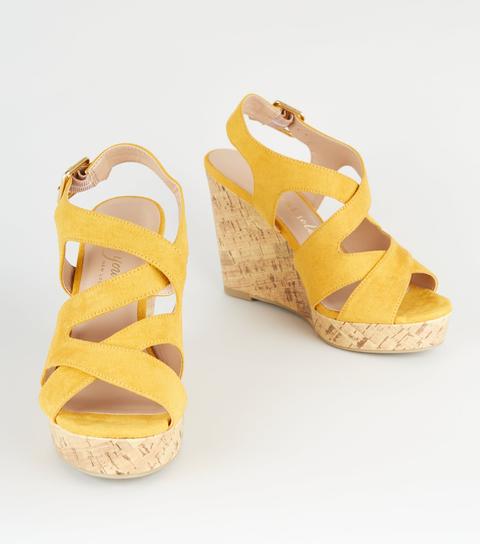 new look yellow wedges