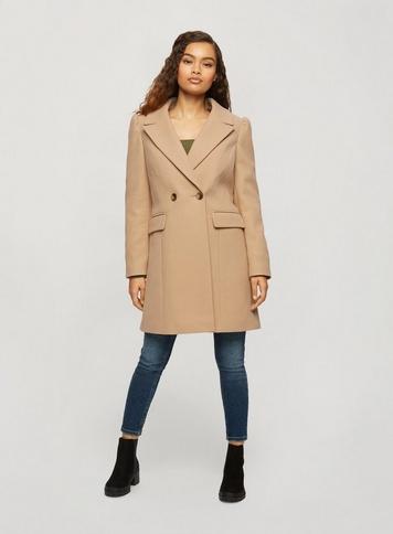 Womens Petite Camel Coat With Recyled Polyester, Camel