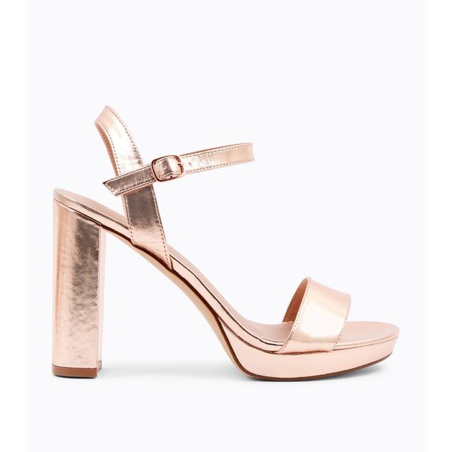 rose gold platform block heels