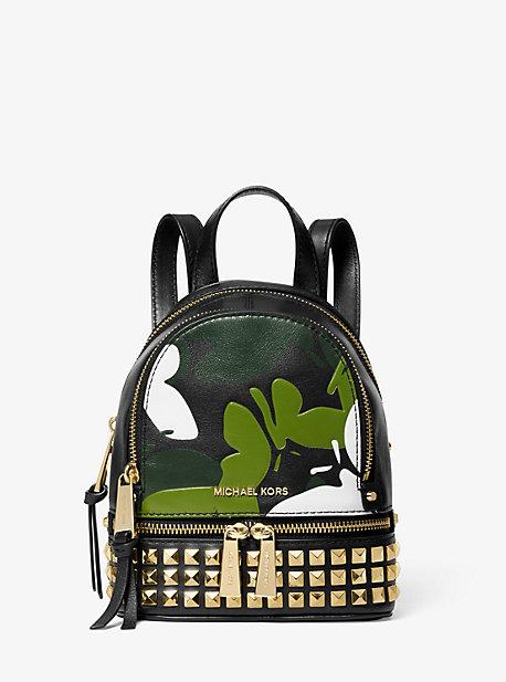 Mochila Rhea Mini De Piel Con Estampado De Camuflaje De Mariposas