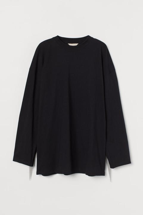 Top Con Flecos De Cadena - Negro