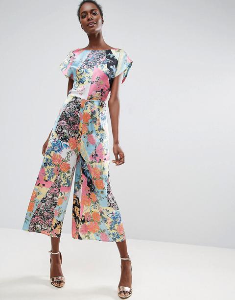 Mono Largo Con Espalda Descubierta Y Estampado Floral De Asos