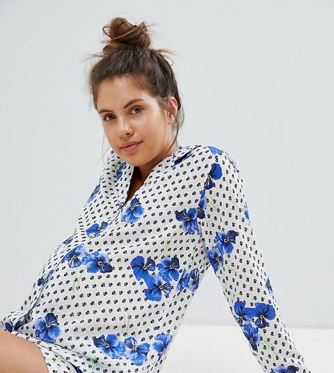 Asos Design Maternity Pansy Traditional 100% Modal Short Pyjamaset