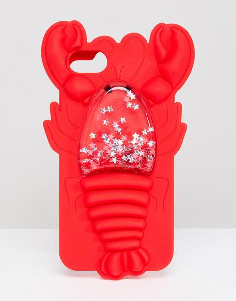 Funda De Silicona Para Iphone 6/7/8/s Con Purpurina Y Langosta Roja De Skinnydip