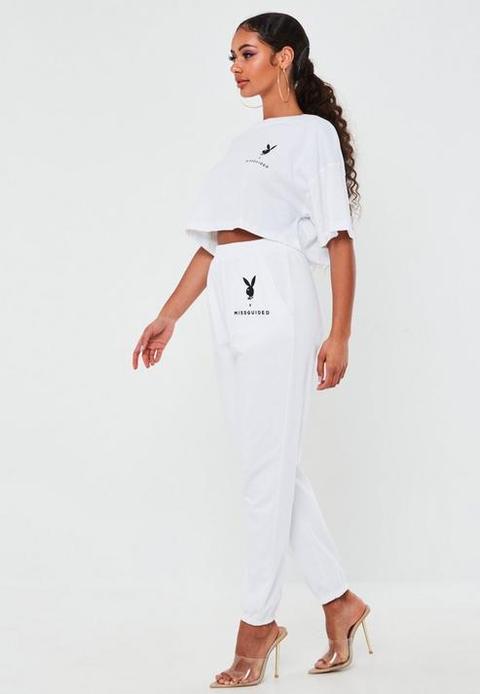 Playboy X Missguided White Oversized Joggers White from