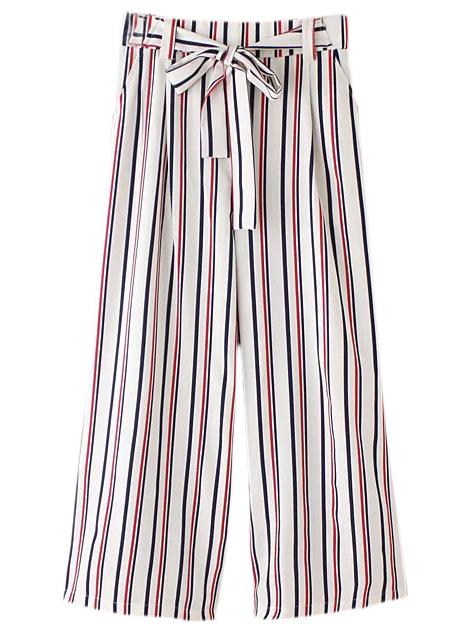 Pantaloni Larghi A Righe Verticali Con Tasche E Cintura Multicolore