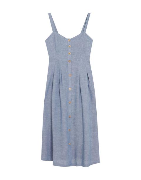 Vestido Midi Botones Chambray