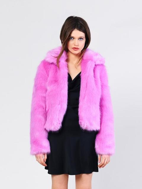 pink faux fur jacket