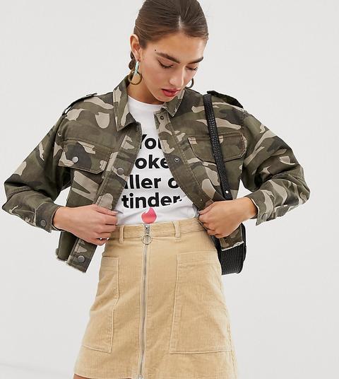 Stradivarius Str Oversized Crop Jacket In Cargo-green