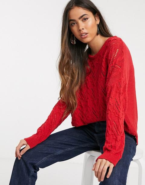 Jersey De Punto Trenzado En Rojo De Stradivarius