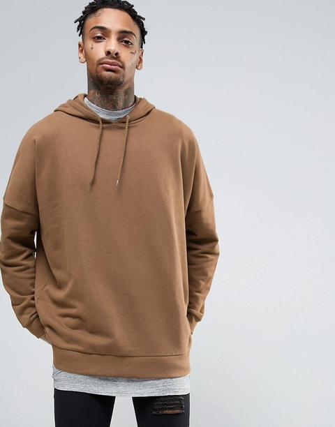 Sudadera Con Capucha Extragrande Extrema En Marrón De Asos