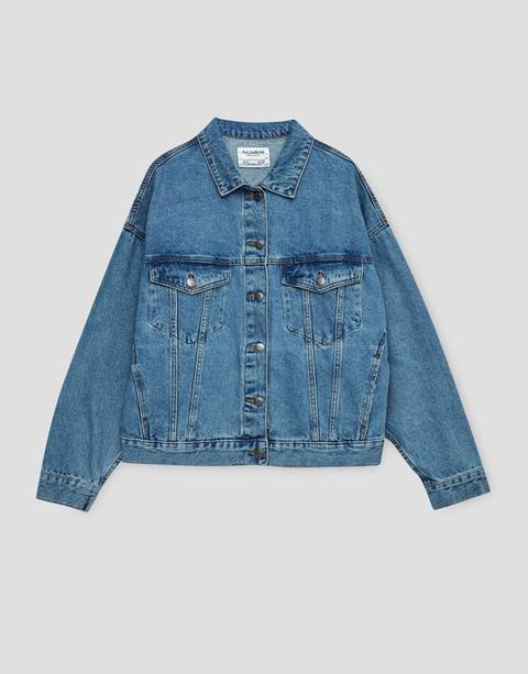 Oversized Denim Jacket With Drop Shoulders