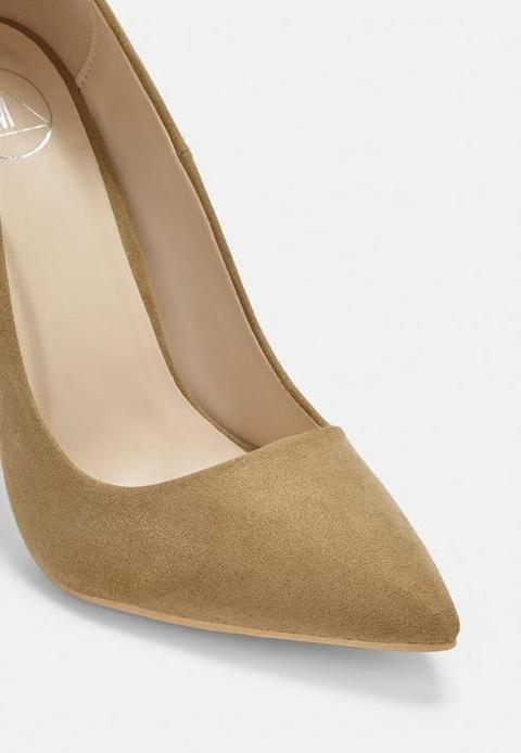 beige suede court shoes