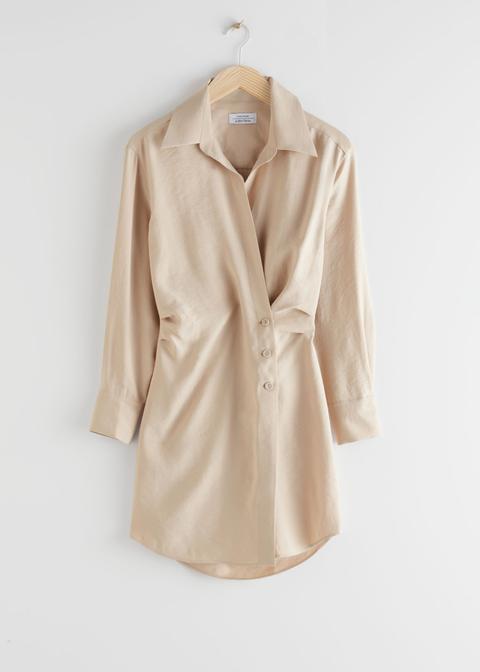 Asymmetric Mini Shirt Dress