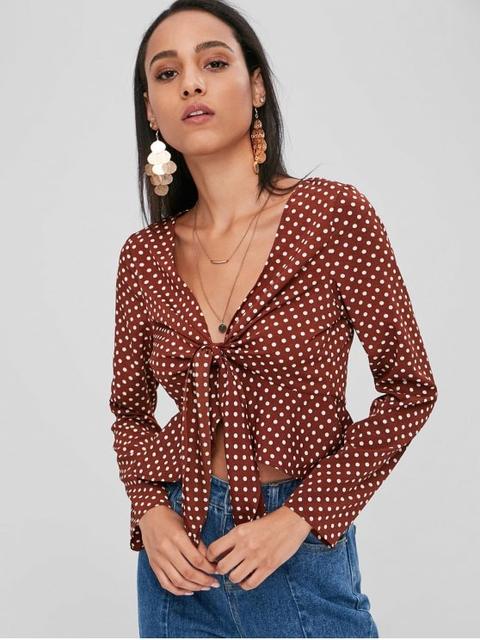 Blusa Peplum Nudo Lunares Blood Red