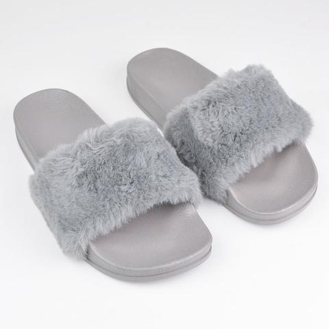 Jayla - Grey Fur Sliders