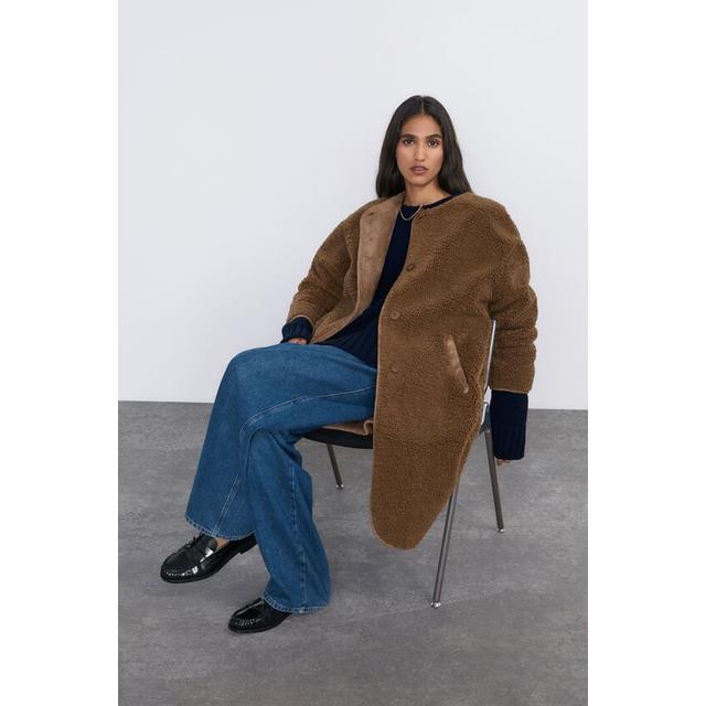 faux shearling coat zara