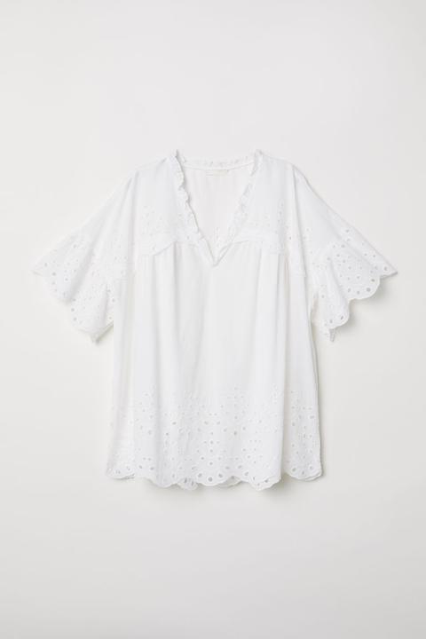 Blusa Con Bordado Inglés - Blanco