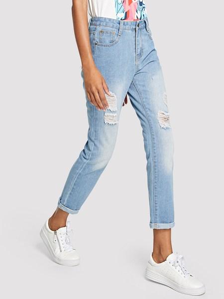 Jeans Strappati Lavaggio Candeggina