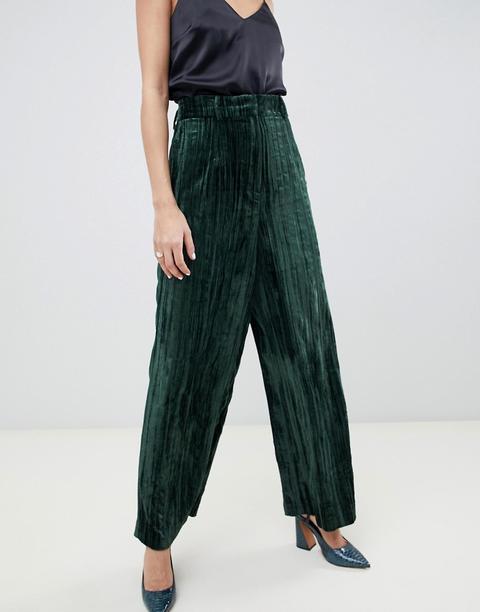 Asos White - Pantalon Large En Velours-vert