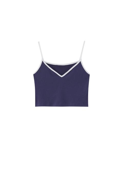 Top Cropped Tirantes Azul Marino