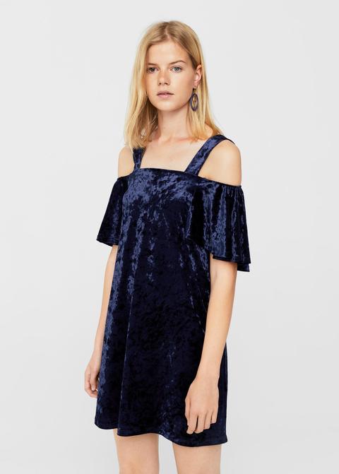 Vestido Cold-shoulder Terciopelo