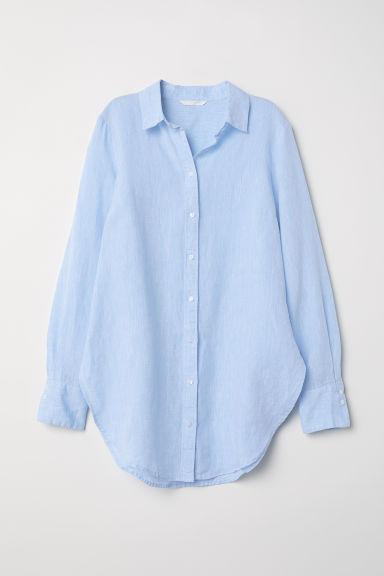 H & M - Camisa De Lino - Azul