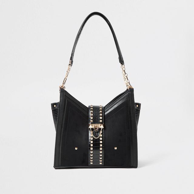 black studded shoulder bag