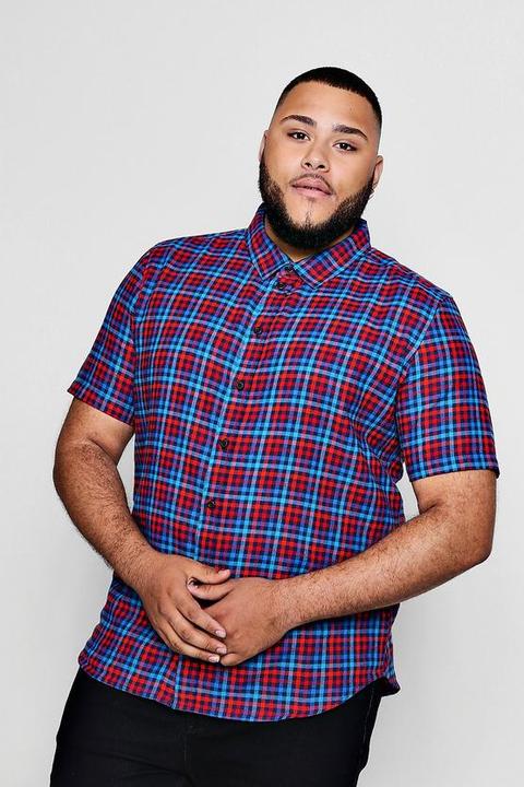 Big And Tall Checked Gingham Short Sleeve Shirt