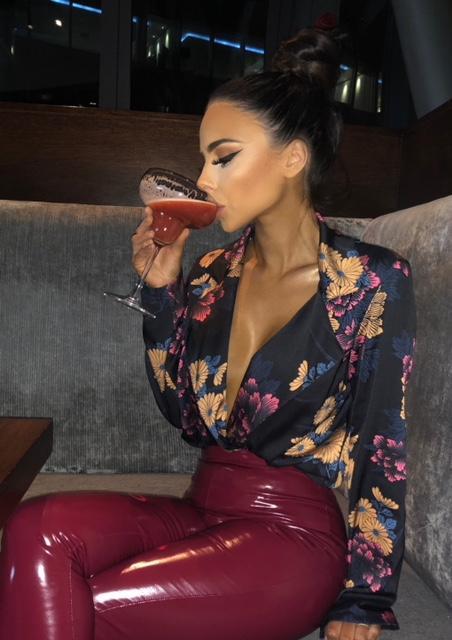 Evie Floral Shirt Bodysuit - Black